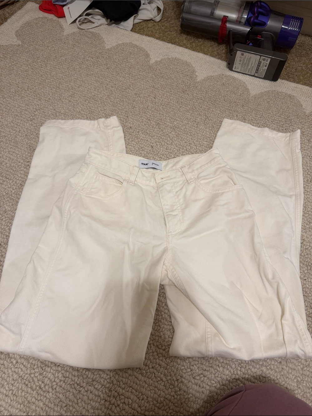 Aritzia Cream Straight-Leg Jeans